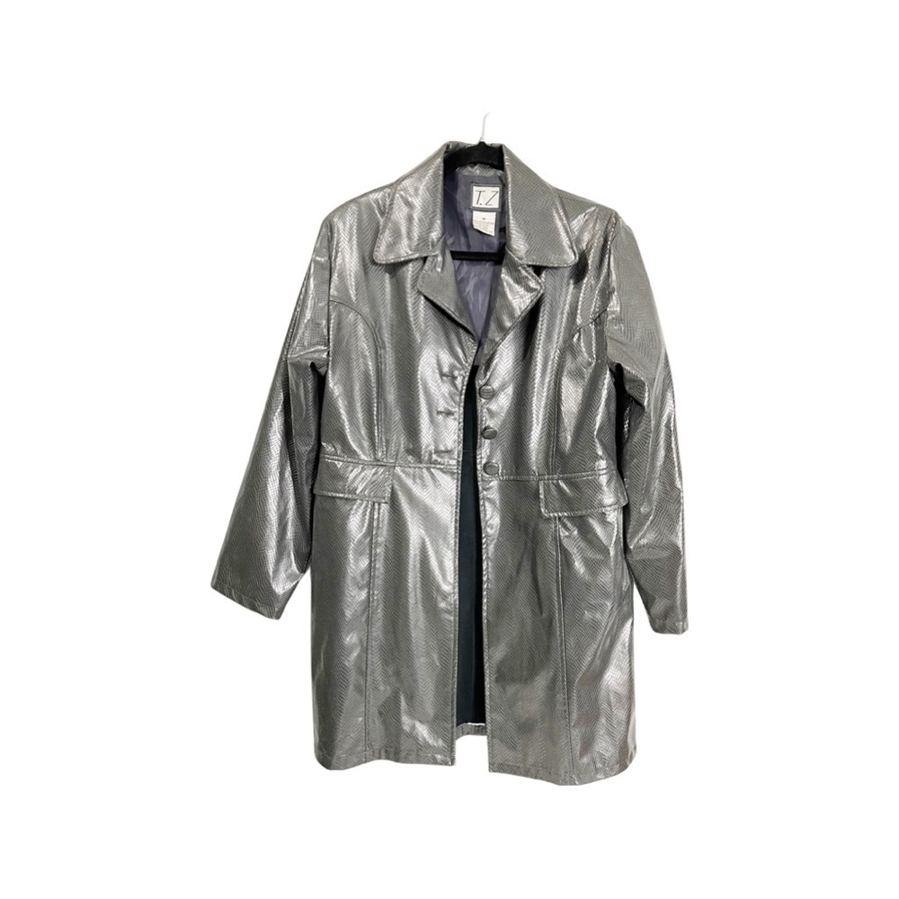 Vintage T.Z faux snake and faux leather gray button closure size M women coat